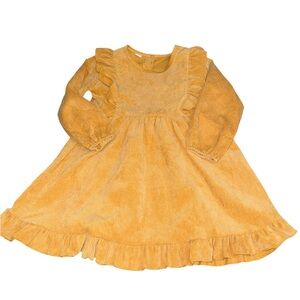 Honey Bean Mustard Yellow Ruffled Long Sleeve Dress Size 6